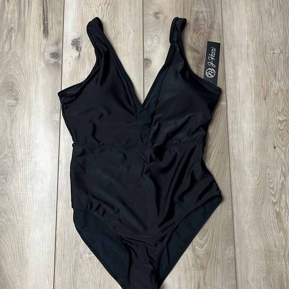 J. Hara One Piece swimsuit Black Size 14 New